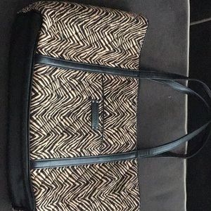 Vera Bradley Trimmed Vera Laptop Tote in Zebra